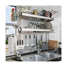 Over The Sink Dish Drying Rack,3 Tier Adjustable Length Full Stainless Steel ...