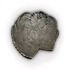 VTG Leaf Trinket Metal Dish Plate Ashtray 5.5” Finesco India Fall Home Decor