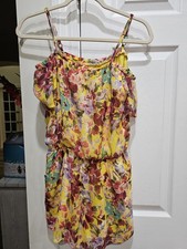 Gorgeous Abercrombie Kids Girls Yellow Floral Flower Pink Romper Excellent 13/14