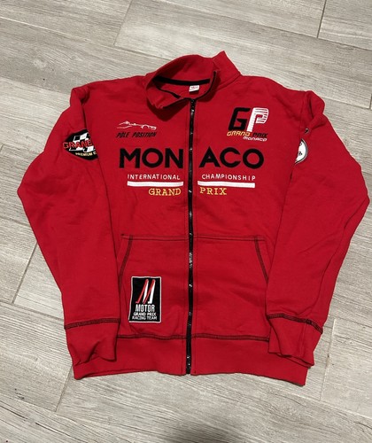 Monaco Grand Prix Red Zip-Up Collared Racing Jacket Formula 1 Medium For Men