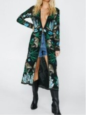 NASTY GAL | NWT Embellished Floral Sequin Maxi Duster - Black Size L