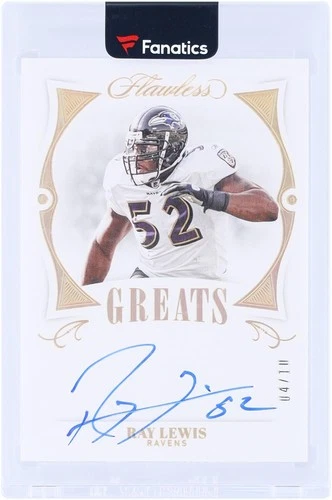 Ray Lewis Ravens Autographed 2020 Panini Flawless Greats Gold #GR-RAL #4/10 Card