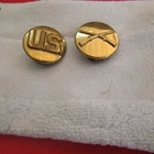 WW2 US Military Army Enlisted Infantry Collar Brass Insignia Pins Disc Rifles,3F