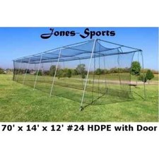 Jones-Sports 12' x 14' x 70' Batting Cage Net with Door 24 HDPE 42-Ply