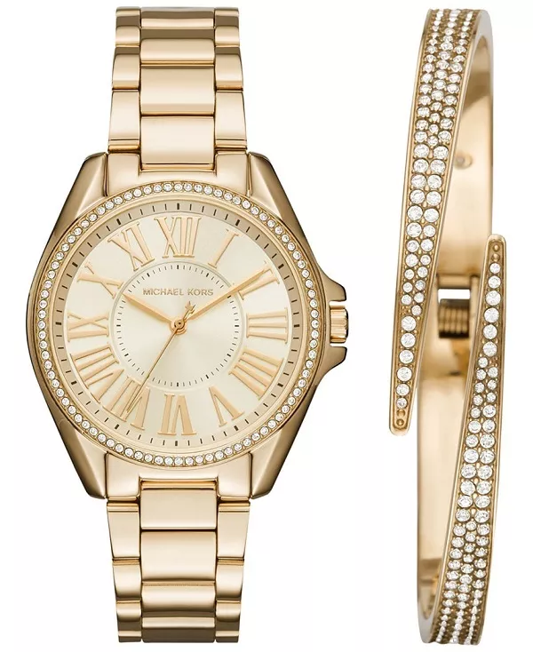 Michael Kors Women Kacie Stainless Steel Watch Bracelet Box Set 39mm MK3568