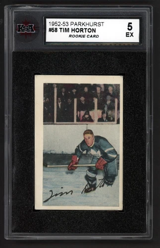 1952-53 PARKHURST #58 TIM HORTON ROOKIE CARD KSA 5 EX