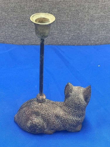Messing Kerzenhalter Katzenform Distressed Katze Briefbeschwerer, Metall Wohndeko - Bild 6 von 8