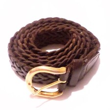 Men's Soft Brown Leather Woven Belt 48 Inch