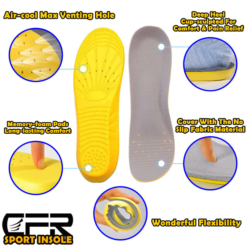 Memory Foam Orthotic Shoes Insoles Arch Support Inserts Pads Unisex Women Men HB - Picture 4 of 14