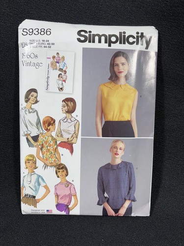 S9386 Patron De Couture Vintage Des Années 1960 Pour Chemisiers Et