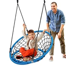 SereneLife Web Chair Swing 35.5" Inch Hanging Netted Seat Kids Indoor Outdoor...