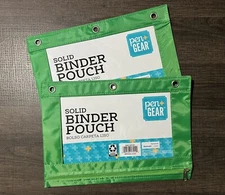 Lot of 2 | Pen+Gear Solid Polyester Binder Pouch Pencil Case Green 10.25” x 7.25