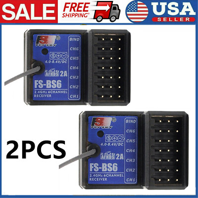 2PCS FlySky FS-BS6 Receiver 2.4Ghz 6CH AFHDS2 fr FS-GT5 FS-IT4S Transmitter S4M0