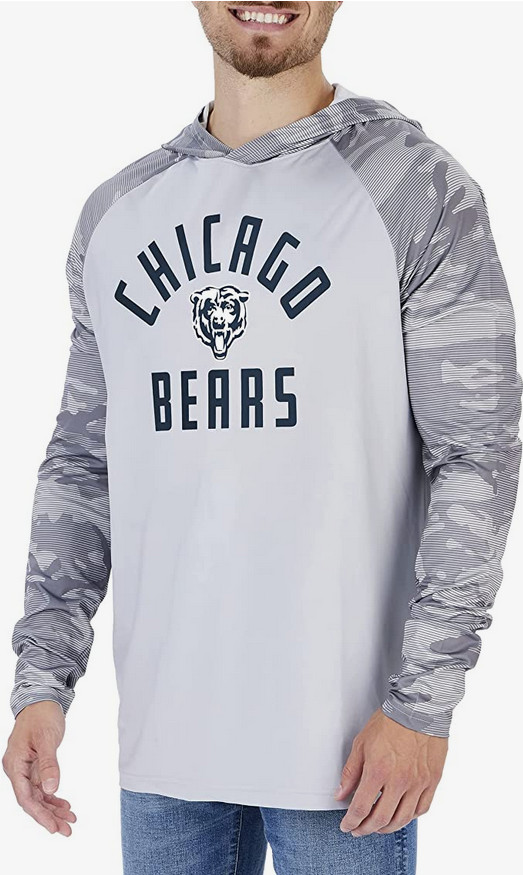 Мужская легкая толстовка Zubaz Chicago Bears NFL серого цвета с камуфляжными рукавами в тон