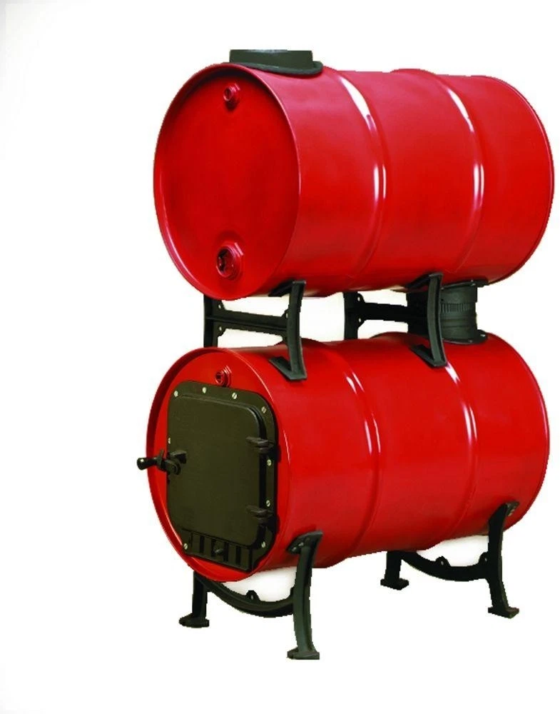 Double Barrel Stove Kit for Two 55 Gal Steel Drum Wood Burner Heater Cast  Iron 732233481959 | eBay