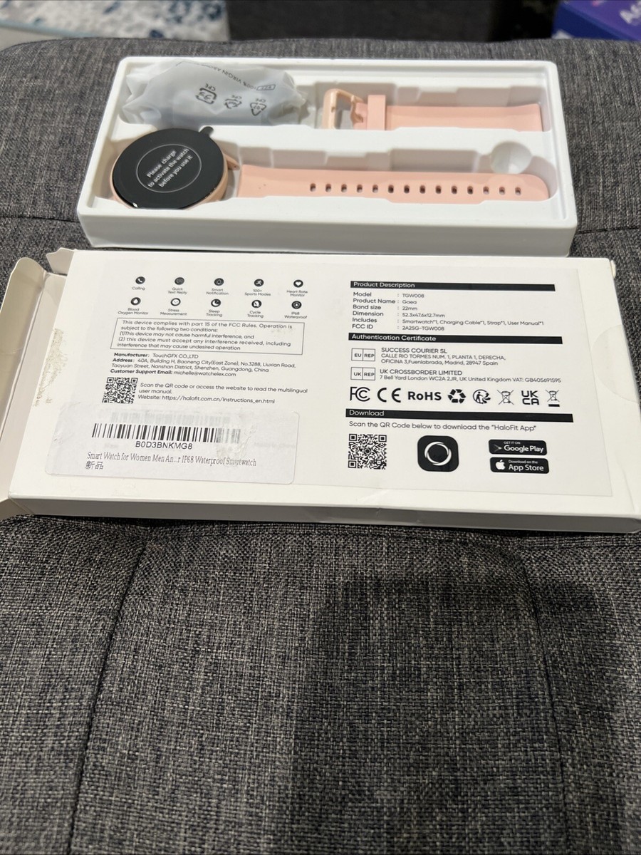 Gaea TGW008 Smartwatch 22mm Pink 52.3x47.6x12.7mm | eBay