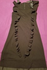 Vtg lil black ruffled sleeveless dress. Black shoulder ribbons back zipper s/m