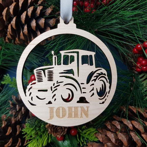 Tractor Christmas Tree Personalised Decoration, Gift for Boys, Farm Xmas Bauble - Picture 4 of 14