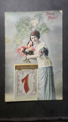AK ITALIEN 1913 CPA 1. JANUAR GUTES JAHR, BUEN ANNO BLUMEN, POSTKARTE