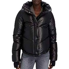 Sam. Nyc Vegan Athlete Puffer Coat Size Medium Jacket Black Goose Fill Ski Snow