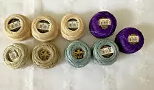 DMC and Anchor Cotton Perle Thread Lot of 9 Size 8 Assorted Colors New