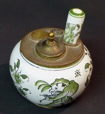 AA 19èm rare Encrier boule cachet sceau 270g10c faïence jules verlingue Moustier