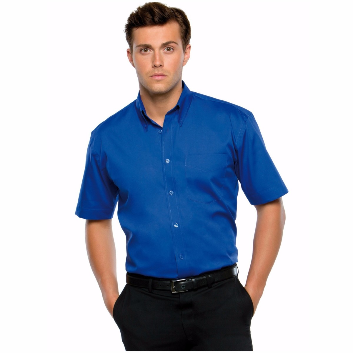 royal blue mens short sleeve dress shirt