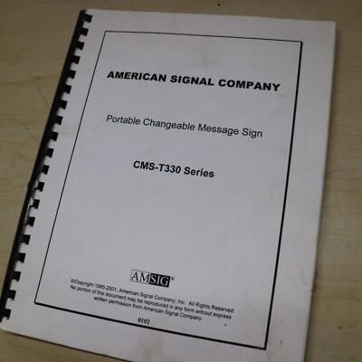 AMSIG T330 SERIES MESSAGE SIGN Owner Operator Operation Manual Book guide setup
