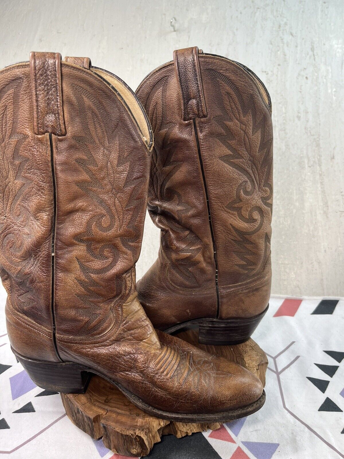 Dan Post Cowboy Boots Men 10D Leather USA MADE Di… - image 6