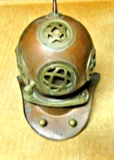 Antique Deep Sea Desk Decor U.S Navy Copper & Brass Diving Divers Helmet 8”