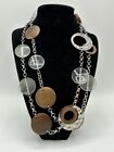Tone Discs Station Necklace Wood Clear Acrylic Sliver