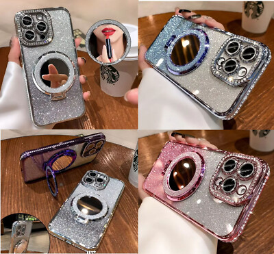 Silicone Case with Magsafe Mirror iPhone 11 12 13 14 15 16 Pro Plus Max