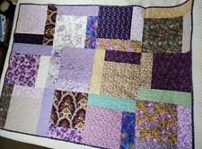 Handmade Custom Quilt Throw Signed Purple Patchwork 63" x 47"