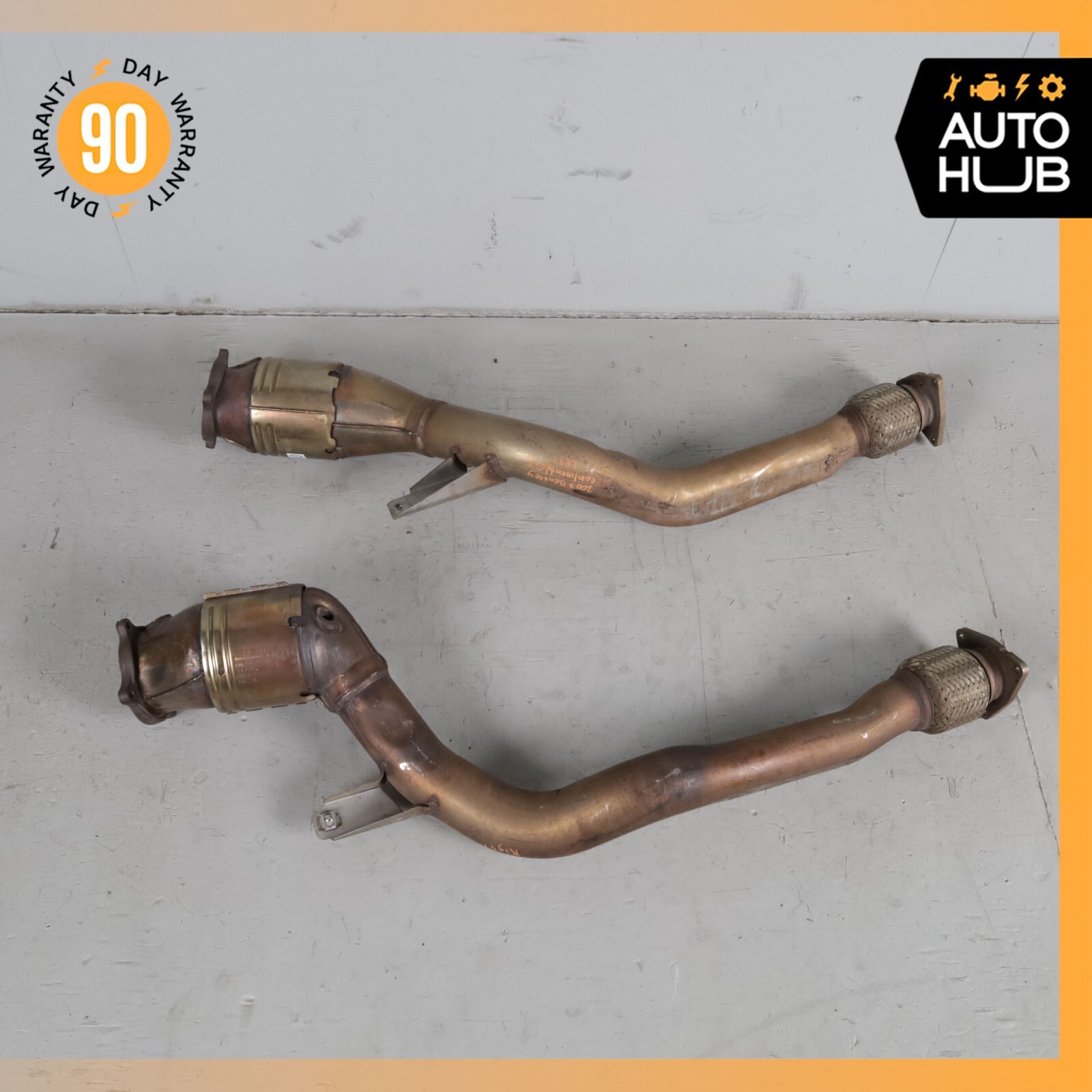 03-13 Bentley Continental GT GTC Exhaust Downpipe Left & Right Side Set OEM
