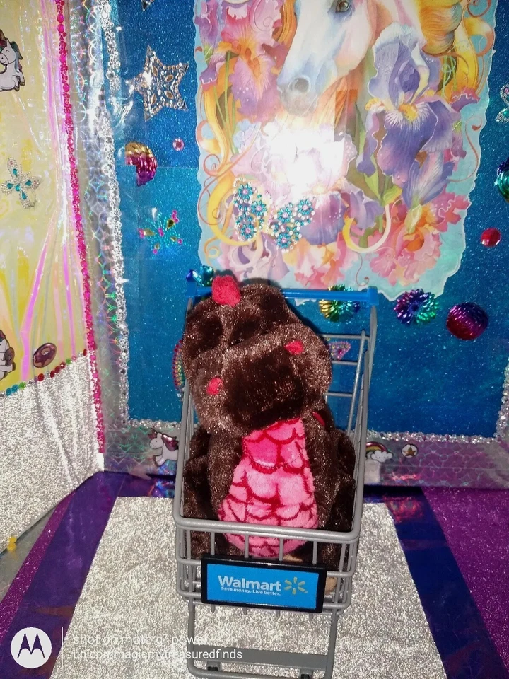 🦄Ganz / Webkinz "Cocoa Dinosaur" Brown w/Pink Color Dots HM338 9.5" Plush! - Image 2 of 4