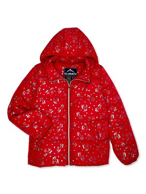 Girls Hooded Metallic Unicorn Puffer Jacket Size 4-5 6-6x 10-12 14-16 Puffy Coat