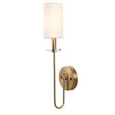 Monroe Collection Satin Gold Sconce with White Fabric Shade by World Imports