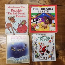 Lot Of 4 Children  s Christmas Books- Pre-Owned 1990s Santa Claus Rudolph