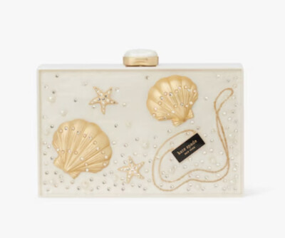 NWT Kate Spade Spade What The Shell Ocean Scene Resin Frame Clutch