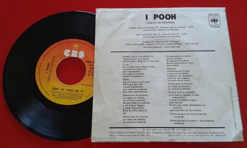 I POOH ** Dame Solo Un Minuto (SUNG IN SPANISH) ** 1977 SPAIN 7" SINGLE - Picture 2 of 2