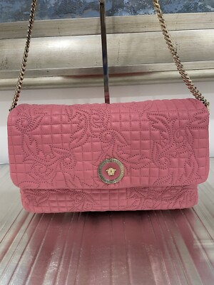 Versace Barocco Shoulder Bag Salmon Pink! Gold Hardware With Medusa Emblem NWT