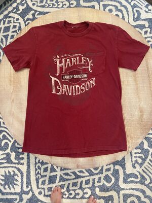 Harley Davidson M Alamo City San Antonio TX Red Cotton short