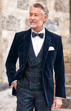 Blue Velvet Men's Suits Formal Wedding Groom Evening Party Prom Tuxedo 2 Pieces