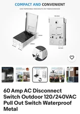 60 Amp AC Disconnect Switch Outdoor 120/240VAC Pull Out Switch Waterproof Metal 