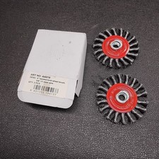 Lot of 2 Twisted Knot 4" Wheel 5/8" Threaded Arbor Steel Wire Brushes