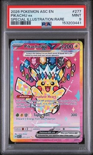 2026 POKEMON ASC EN-ASCENDED HEROES SPECIAL ILLUSTRATION RARE PIKACHU EX PSA 9
