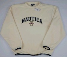 Vintage Y2k Nautica Fleece Embroidered Sweatshirt Deadstock NWT USA Made FLAW**