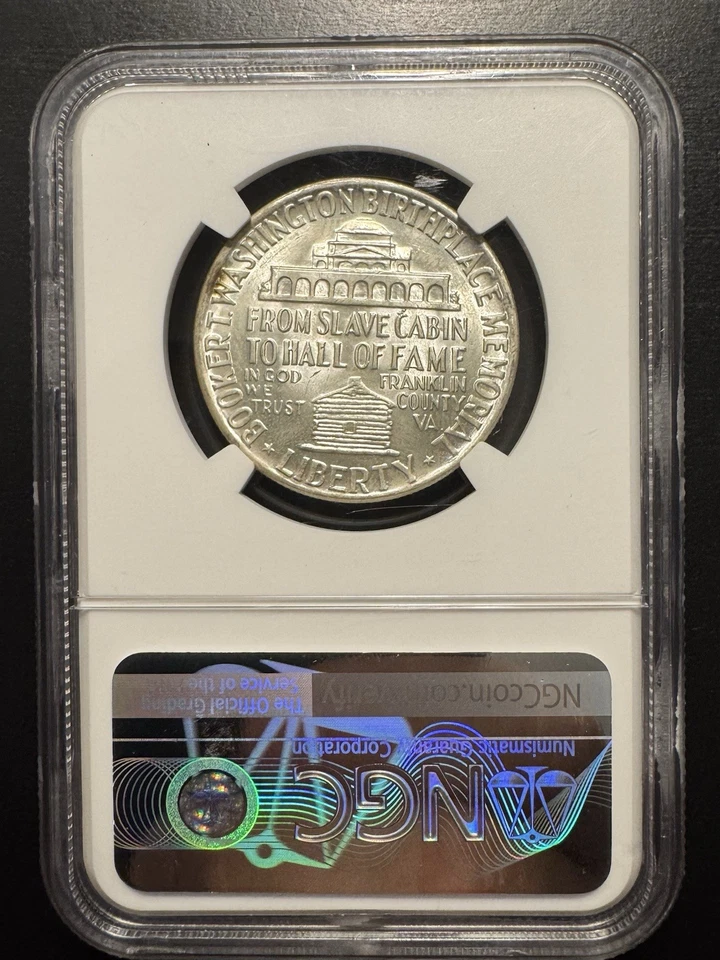 1946 Booker T Washington Commemorative Half Dollar 50c ~ NGC *MS 64 Free SH - Image 2 of 2