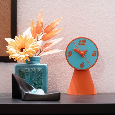 Retro Teal & Orange Space Age Design - Tischuhr | Boho 70er Mid Century Standuhr