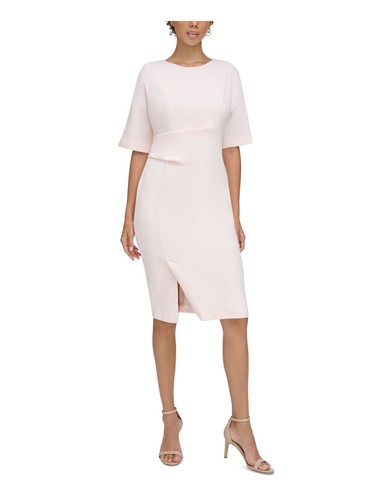 CALVIN KLEIN Womens Pink Lined Side-tuck Waist Slit Hem Dolman Sleeve Dress 6